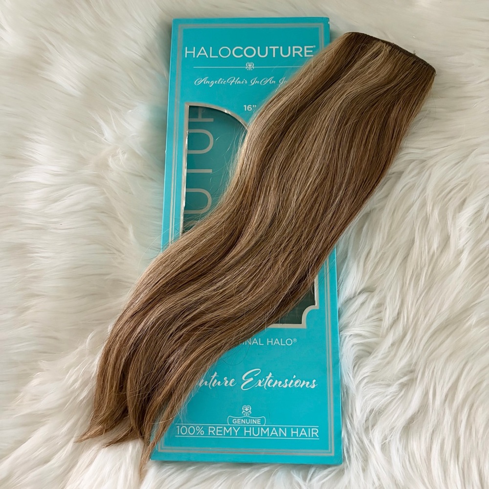 HaloCouture Hair Extension 16 in 4-27 Medium Brown w Highlights - Picture 10 of 14